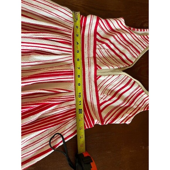 Anthropologie Postmark Poppy Stripe Dress Size 8 Fit and Flare Red with Pockets - Picture 9 of 11
